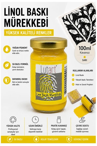 Sarı Linol Mürekkebi 100 ml 1 Adet Lutart Linol Baskı Boya Mürekkebi Blok Baskı Sanat Su Bazlı Matbaa Mürekkebi Hobi ürün görseli 1