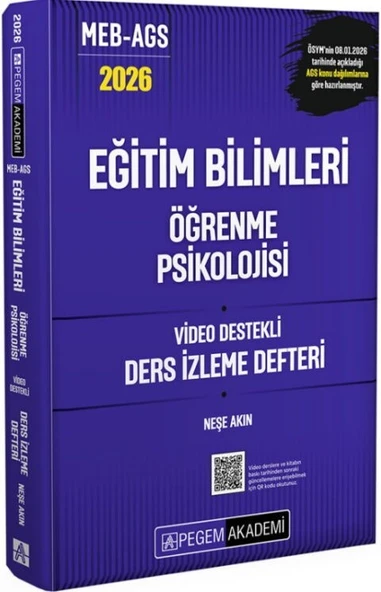 2026 MEB AGS Eğitim Bilimleri Öğrenme Psikolojisi Video Destekli Ders İzleme Defteri Pegem Yayınları ürün görseli 1