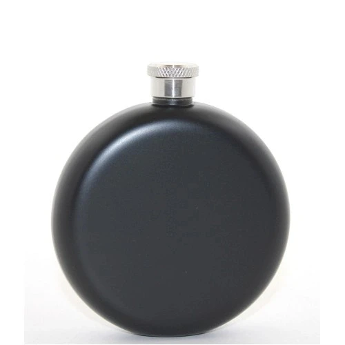 HERŞEYTREND Paslanmaz Çelik Yuvarlak 5 Oz Tekli Matara Siyah Renk ürün görseli 1