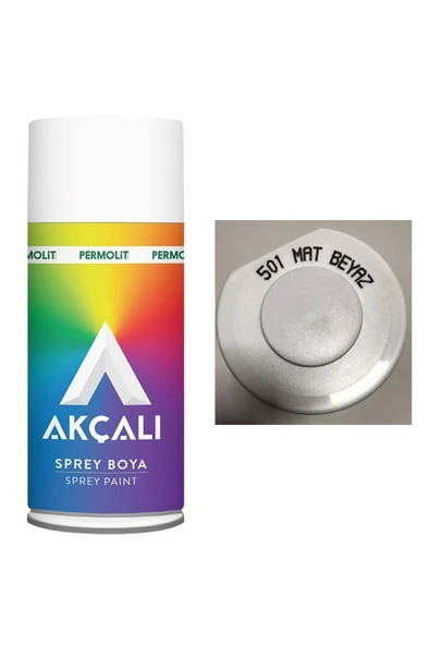 Akçalı Mat Beyaz 501 Alüminyum Ahşap Plastik Demir Metal Sprey Boyama 400 ml Beyaz Mat ürün görseli 1