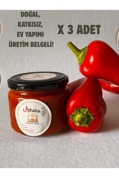 Aşkana Lutenitsa 300g x 3 Adet - Ev Yapımı Katkısız Geleneksel Balkan Sosu Kahvaltılık ve Sos Seti ürün görseli 1