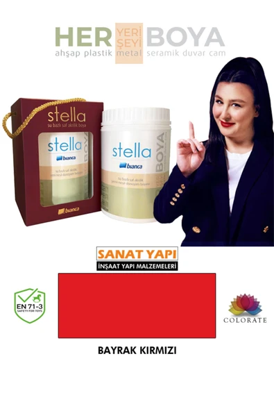 Bianca Stella Su Bazlı Akrilik Boya Bayrak Kırmızı Bayrak Kırmızı ürün görseli 1