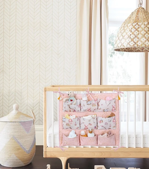 Baby 9 Cepli Bağlamalı Beşik Kenarı Düzenleyici (Pembe) ürün görseli 1