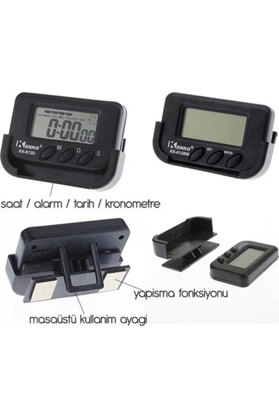 Dijital Mini Masa Araba Saati Kronometre - Resim 2
