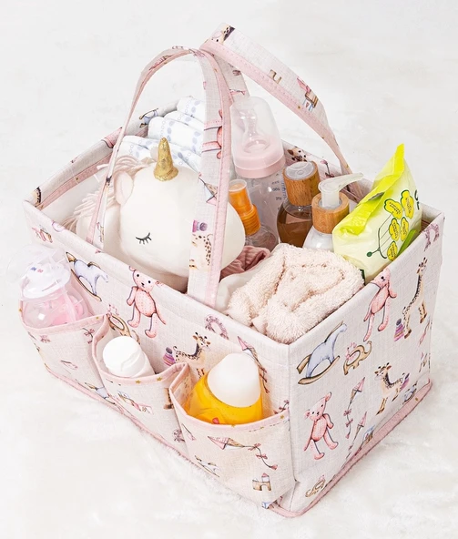 Baby Kullanımı Kolay Desenli Taşınabilir Bakım Çantası (Pembe) ürün görseli 1