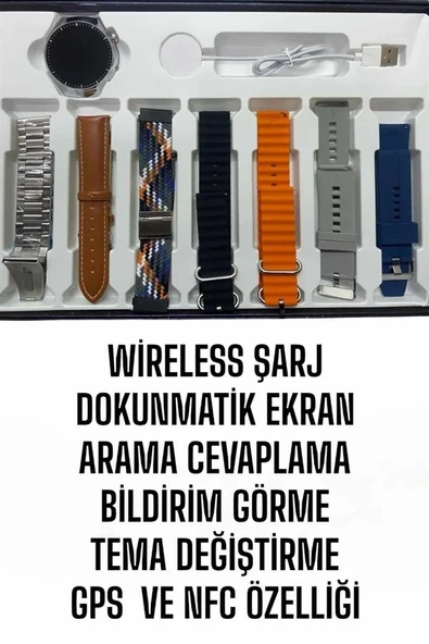 Akıllı Saat 7 Kordonlu Yeni Nesil Arama Cevaplayan Çok Fonksiyonlu ürün görseli 1