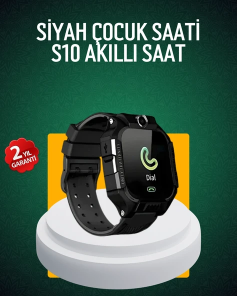 S10 Siyah Çocuk Takip Saati Güvenli Alan Uyarısı Ve Sesli Mesaj ürün görseli 1