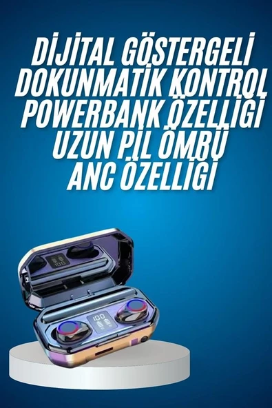 Yeni Nesil Bluetooth Kulaklık Uzun Pil Ömrü El Fenerli Dijital Şarj Göstergeli ürün görseli 1
