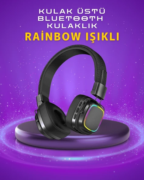 Renkli Işık Efektli Bluetooth 5.3 Müzik Kulaklığı ürün görseli 1