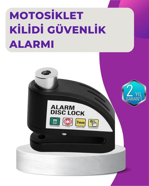 110 Db Alarm Disk Kilidi Motosiklet Scooter Bisiklet Güvenlik ürün görseli 1