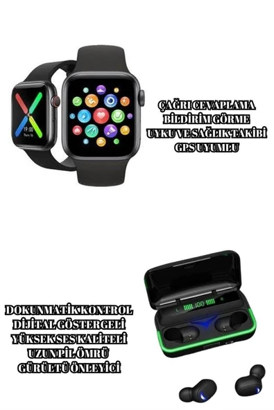 Ucuz Ve Kaliteli Kulaklıklı Saat Seti Bluetooth Bağlantılı Akıllı Saat Ve Kulaklık ürün görseli 1