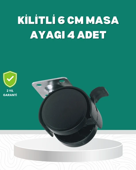 Zemin Korumalı Kilitli Ayak Tekerlek Seti 6 Cm ürün görseli 1