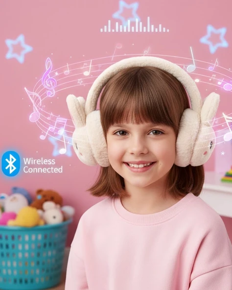 Kablosuz Peluş Bluetooth Kulaklık Mikrofonlu Şarjlı Müzik Çalar ürün görseli 1