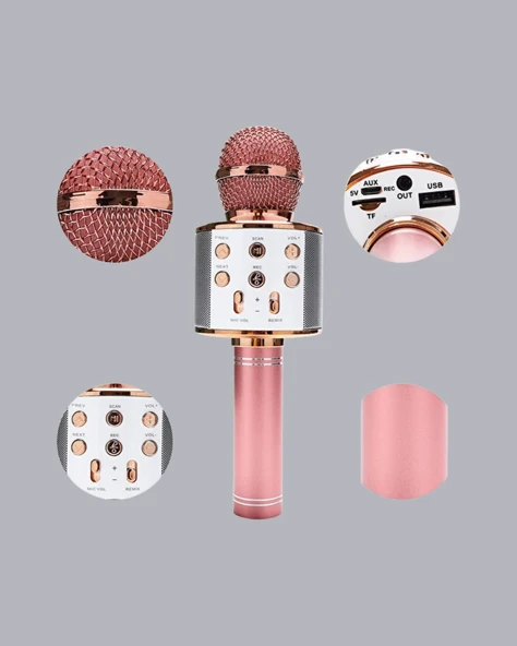 Kablosuz Bluetooth Karaoke Mikrofon Yankı Efektli - Resim 4