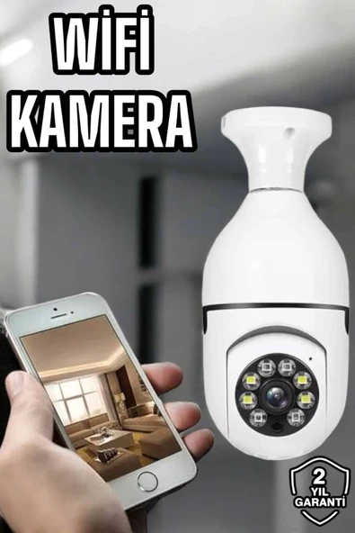 Ampul Görünümlü Güvenlik Kamerası Duylu Wifi Kamerası Dönebilen ürün görseli 1