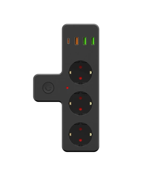 Ftr-12 Termal Akım Korumalı Isıya Dayanıklı 3’Lü Priz 3X Usb 1X Type-C ürün görseli 1
