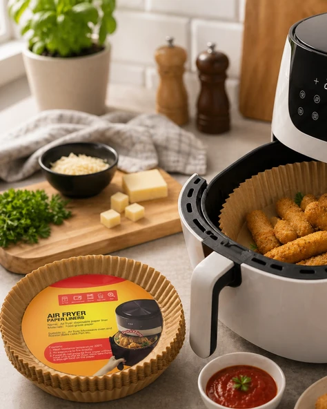 100 Parça Airfryer Kağıdı Tek Kullanımlık Temiz Pişirme Kağıdı ürün görseli 1