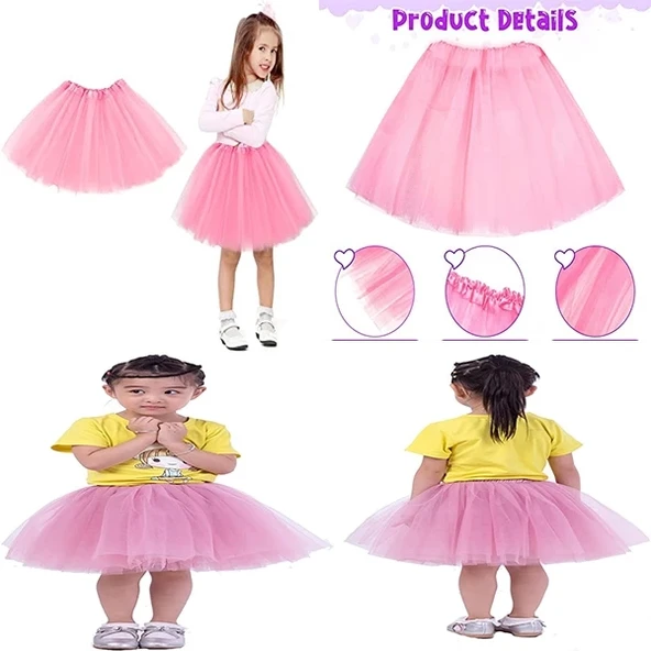 Pembe Renk Tütü Etek Bale Eteği Gösteri Eteği Çocuk Bebek Boy ürün görseli 1