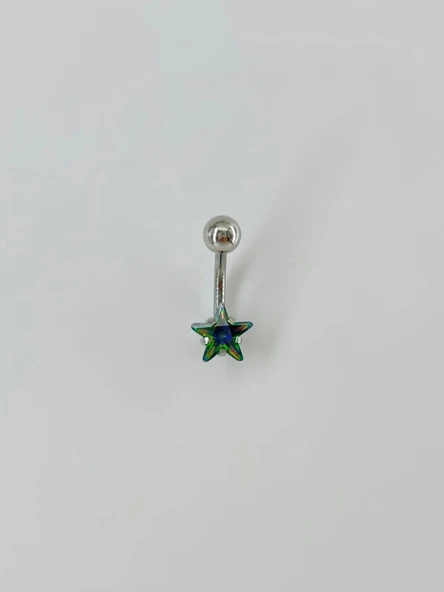 Mistik Topaz Taşlı Yıldız Detaylı Göbek Piercing - Pg0026 ürün görseli 1