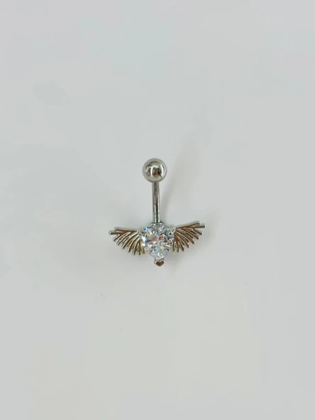 Melek Kanatlı Kalp Detaylı Göbek Piercing - Pg0057 ürün görseli 1