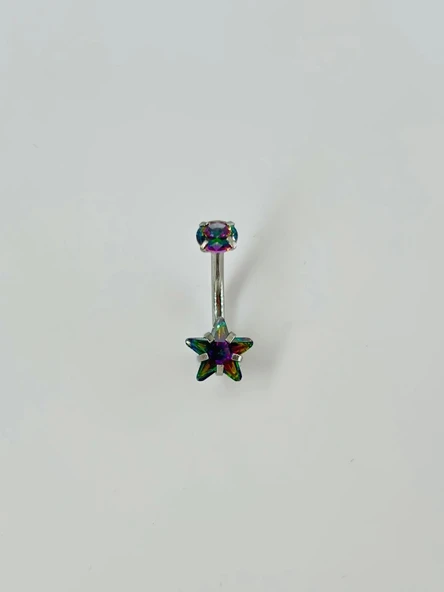 Mistik Topaz Taşlı Yıldız Detaylı Göbek Piercing - Pg0038 ürün görseli 1
