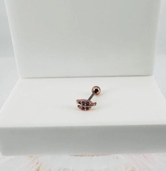 Rose Zirkon Taşlı Uç Kısmı : Pirinç Kıkırdak Bar Uzunluğu : 6 Mm / Bar Kalınlığı 0.8 Mm / Top Boyu 3 Mm - Pt0016-2 ürün görseli 1