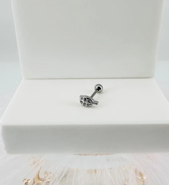 Rodyum Zirkon Taşlı Uç Kısmı : Pirinç Kıkırdak Bar Uzunluğu : 6 Mm / Bar Kalınlığı 0.8 Mm / Top Boyu 3 Mm - Pt0016 ürün görseli 1