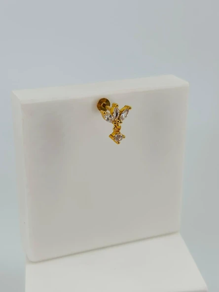 Zirkon Taşlı Uç Kısmı : Pirinç Kıkırdak Bar Uzunluğu : 6 Mm / Bar Kalınlığı 0.8 Mm / Top Boyu 3 Mm - Pt0044-1 ürün görseli 1