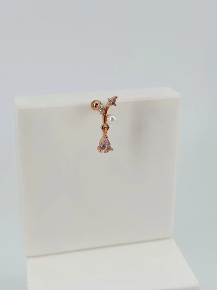 Rose Zirkon Taşlı Uç Kısmı : Pirinç Kıkırdak Bar Uzunluğu : 6 Mm / Bar Kalınlığı 0.8 Mm / Top Boyu 3 Mm - Pt0045-2 ürün görseli 1
