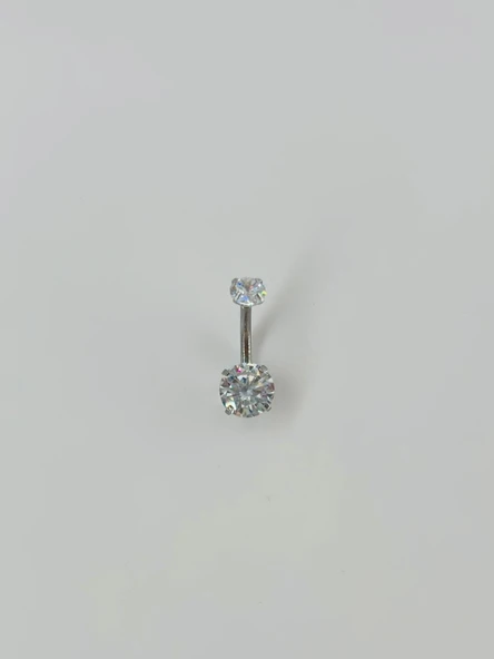 Rodyum Zirkon Taşlı Çelik Göbek - Pg0034 ürün görseli 1