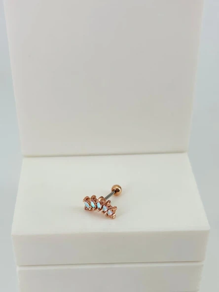 Rose Zirkon Taşlı Uç Kısmı : Pirinç Kıkırdak Bar Uzunluğu : 6 Mm / Bar Kalınlığı 0.8 Mm / Top Boyu 3 Mm - Pt0061-2 ürün görseli 1