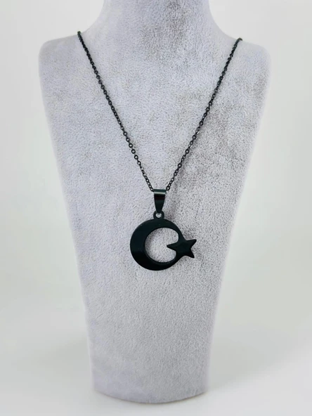 Ay Yıldız Figürlü Çelik Erkek Kolye - Ekl0089 ürün görseli 1