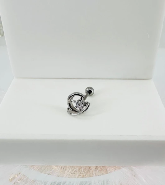 Rodyum Zirkon Taşlı Uç Kısmı : Pirinç Kıkırdak Bar Uzunluğu : 6 Mm / Bar Kalınlığı 0.8 Mm / Top Boyu 3 Mm - Pt0032 ürün görseli 1