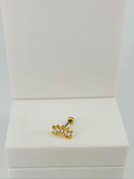 Zirkon Taşlı Uç Kısmı : Pirinç Kıkırdak Bar Uzunluğu : 6 Mm / Bar Kalınlığı 0.8 Mm / Top Boyu 3 Mm - Pt0061-1 ürün görseli 1