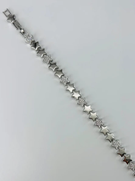 Rodyum Zirkon Taşlı Pirinç Bileklikler 17+2 Cm - Kbl0370 ürün görseli 1