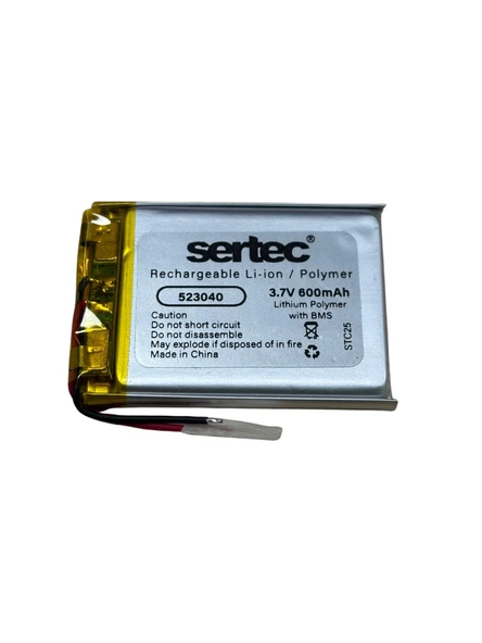 523040 3.7V 600 Mah Li-Polymer Pil (Devreli/1.5A) ürün görseli 1