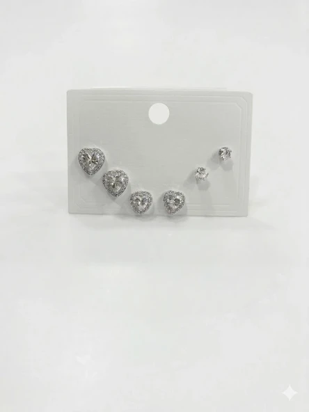 Taşlıkalp Detaylı Altılı Küpe - Kp00595 ürün görseli 1