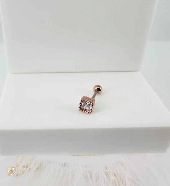 Rose Zirkon Taşlı Uç Kısmı : Pirinç Kıkırdak Bar Uzunluğu : 6 Mm / Bar Kalınlığı 0.8 Mm / Top Boyu 3 Mm - Pt0015-2 ürün görseli 1