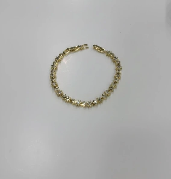 14 K Gold Zirkon Taşlı Pirinç Cm Bileklik 17+2 Cm - Kbl0416 ürün görseli 1