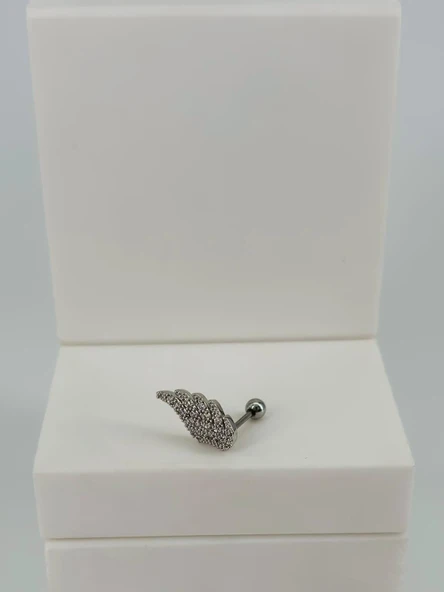 Rodyum Zirkon Taşlı Uç Kısmı : Pirinç Kıkırdak Bar Uzunluğu : 6 Mm / Bar Kalınlığı 0.8 Mm / Top Boyu 3 Mm - Pt0055 ürün görseli 1