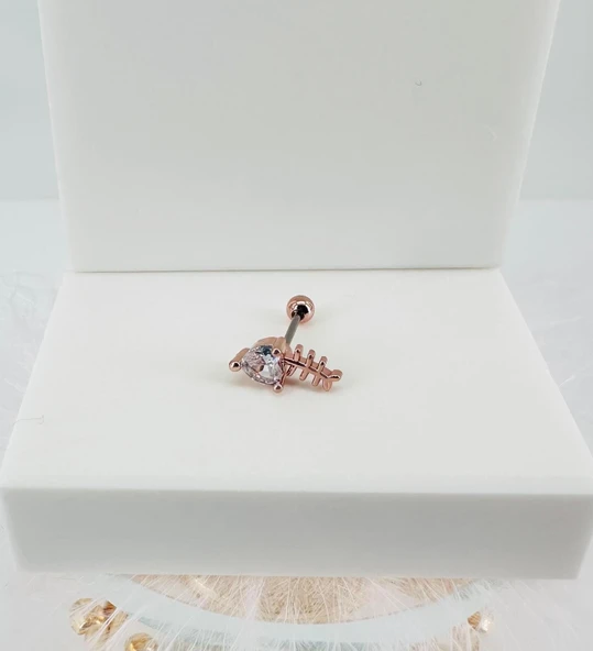 Rose Zirkon Taşlı Uç Kısmı : Pirinç Kıkırdak Bar Uzunluğu : 6 Mm / Bar Kalınlığı 0.8 Mm / Top Boyu 3 Mm - Pt0039-2 ürün görseli 1