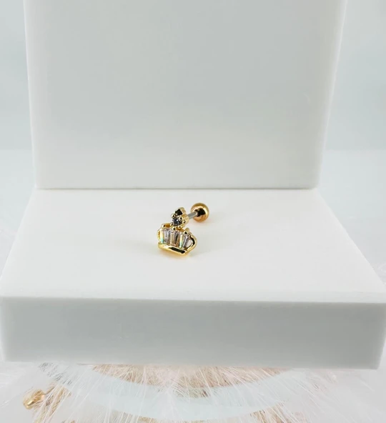 Zirkon Taşlı Uç Kısmı : Pirinç Kıkırdak Bar Uzunluğu : 6 Mm / Bar Kalınlığı 0.8 Mm / Top Boyu 3 Mm - Pt0043-1 ürün görseli 1