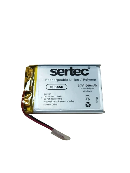 503450 3.7V 1000 Mah Li-Polymer Pil (Devreli/1.5A) ürün görseli 1