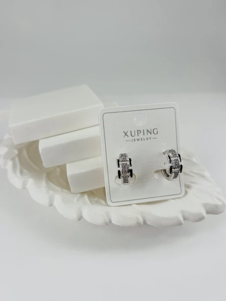 Rodyum Zirkon Taşlı Pirinç Zirkon Küpe - Kp00315 ürün görseli 1