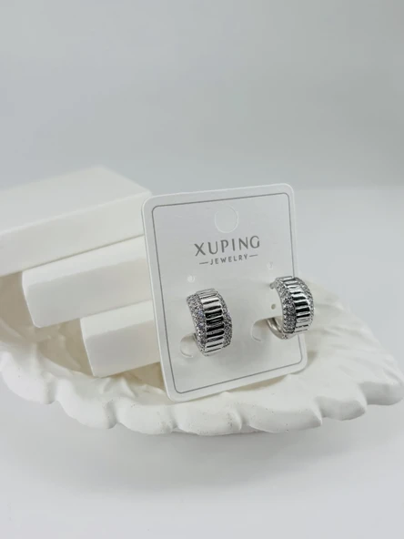 Rodyum Zirkon Taşlı Pirinç Zirkon Küpe - Kp00307 ürün görseli 1