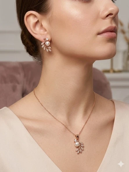 İnci Detaylı Yaprak Tasarımlı Set - Set0029 ürün görseli 1