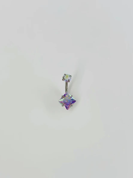 Rodyum Zirkon Taşlı Çelik Göbek - Pg0007 ürün görseli 1