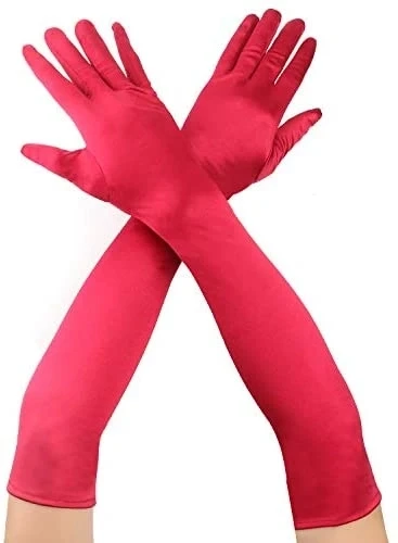 Kırmızı Renk Dirseğe Kadar Uzun Kumaş Eldiven 40 Cm ürün görseli 1