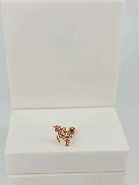 Rose Zirkon Taşlı Uç Kısmı : Pirinç Kıkırdak Bar Uzunluğu : 6 Mm / Bar Kalınlığı 0.8 Mm / Top Boyu 3 Mm - Pt0052-2 ürün görseli 1