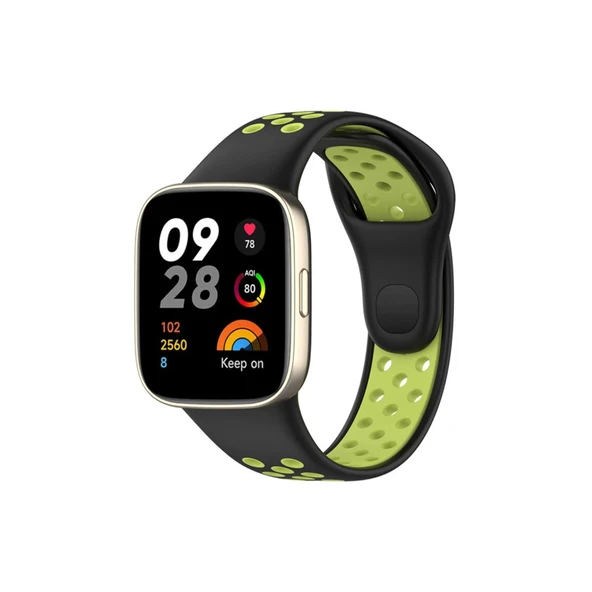 Xiaomi Redmi Watch 3 Spor Delikli Kordon - Siyah-Yeşil ürün görseli 1